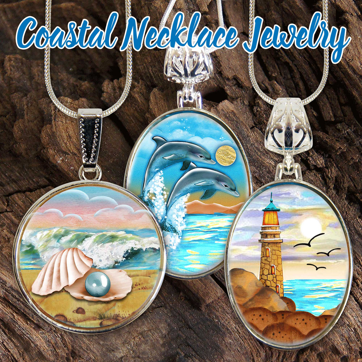 Flying Dolphins Silver Plated Jewelry Mother of Pearl Pendant Necklace - 44011
