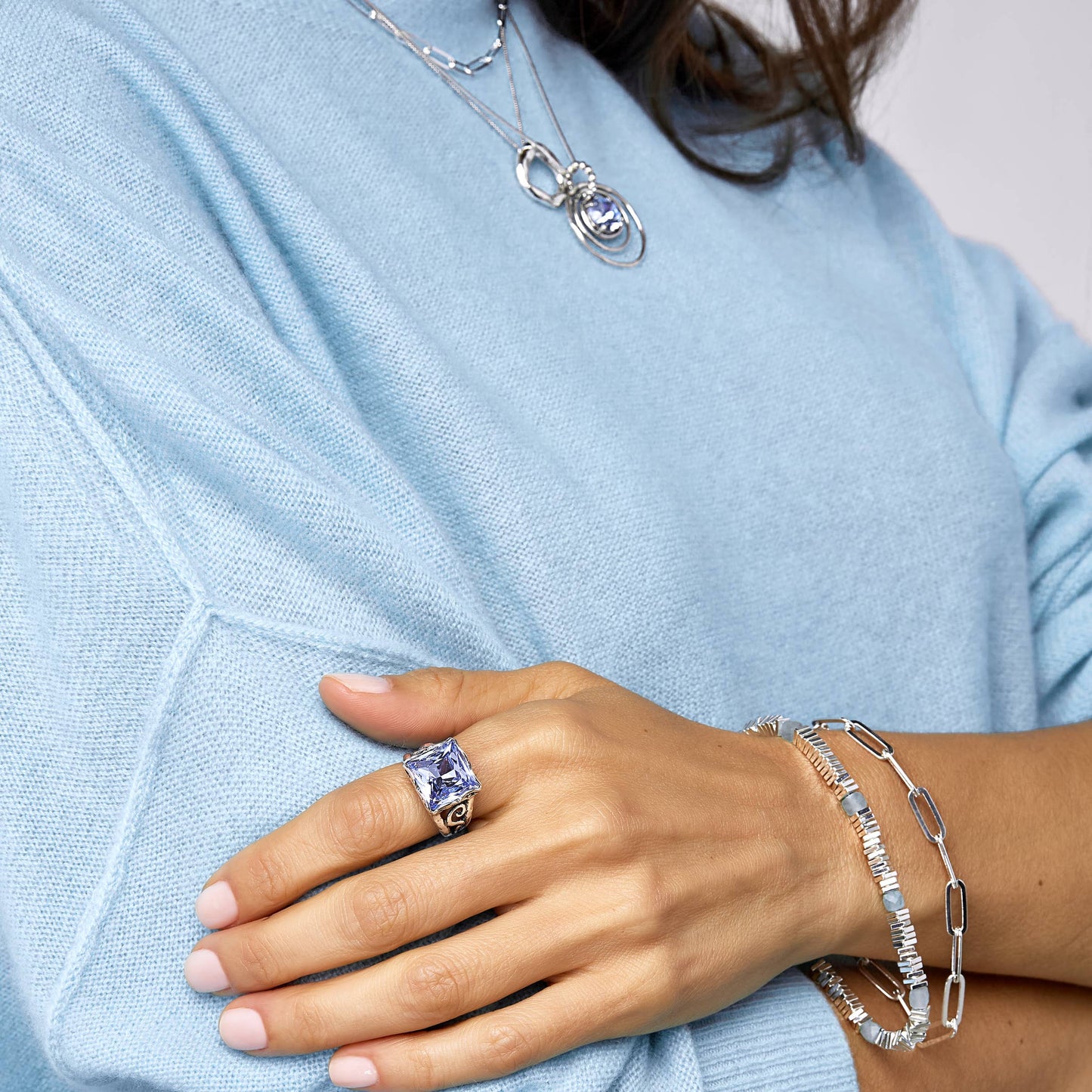 Bague Silpada « Effets rafraîchissants » en argent sterling et cristal bleu