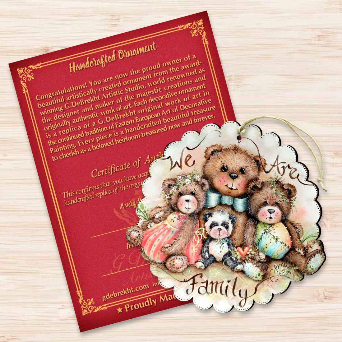 We Are Family ~ Bears Wooden Ornaments by Jamie Mills-Price - Christmas Decor - 8457703
