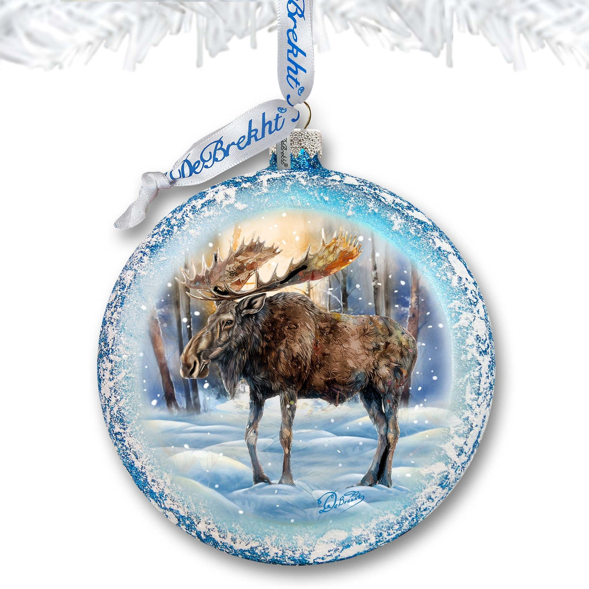 In the Heart of the Forest - Moose Medallion Glass Ornament by G. Debrekht - Wildlife Holiday Decor - 73383