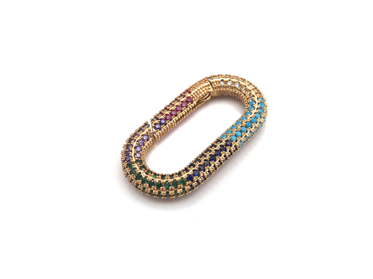 NEW Spring Snap Fully CZ Micro Pave Oval Carabiner Clasp, Oval Link Clasp, Connector Clasp, Oval Lock, 18x34mm/15x28mm, sku#H257