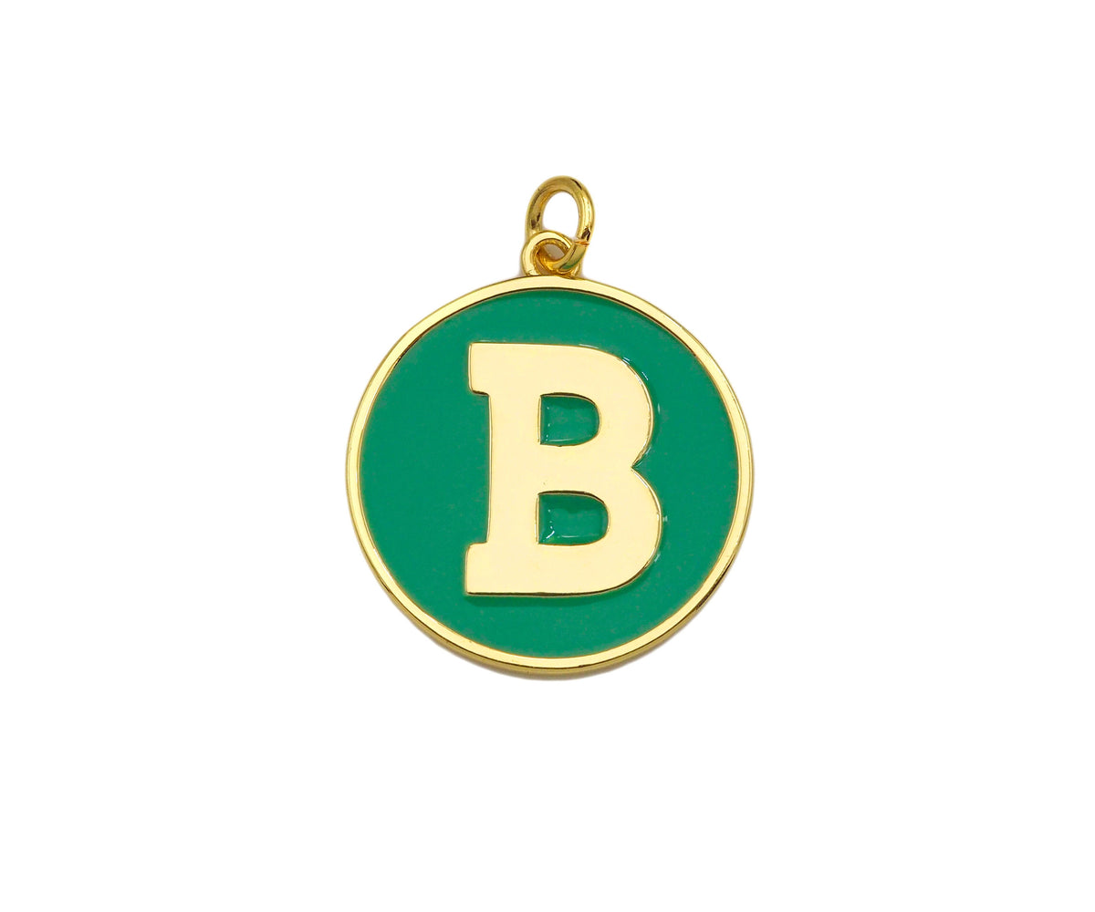 New Trendy Green Gold Enamel Initials Letter Charm/Pendant, Enamel Initial Alphabet Letters, Custom Naming Pendants, 25x28mm,sku#ML36