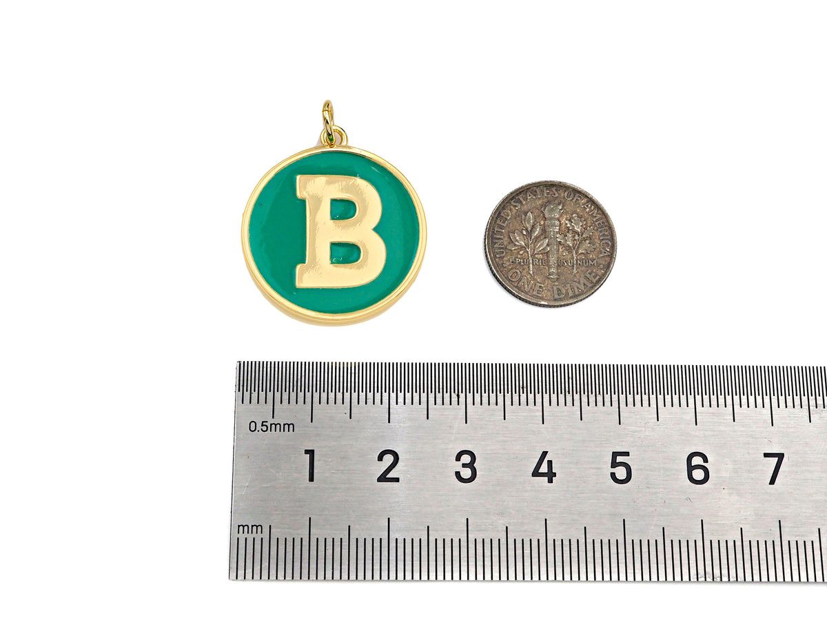 New Trendy Green Gold Enamel Initials Letter Charm/Pendant, Enamel Initial Alphabet Letters, Custom Naming Pendants, 25x28mm,sku#ML36
