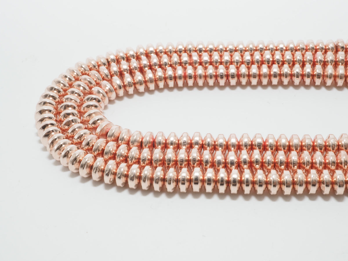 Natural Rose Gold Copper Color Hematite-2x3/2x4/3x6/3x8mm Rondelle Faceted/Smooth Gemstone Beads-15.5 inch FULL strand-SKU#S90