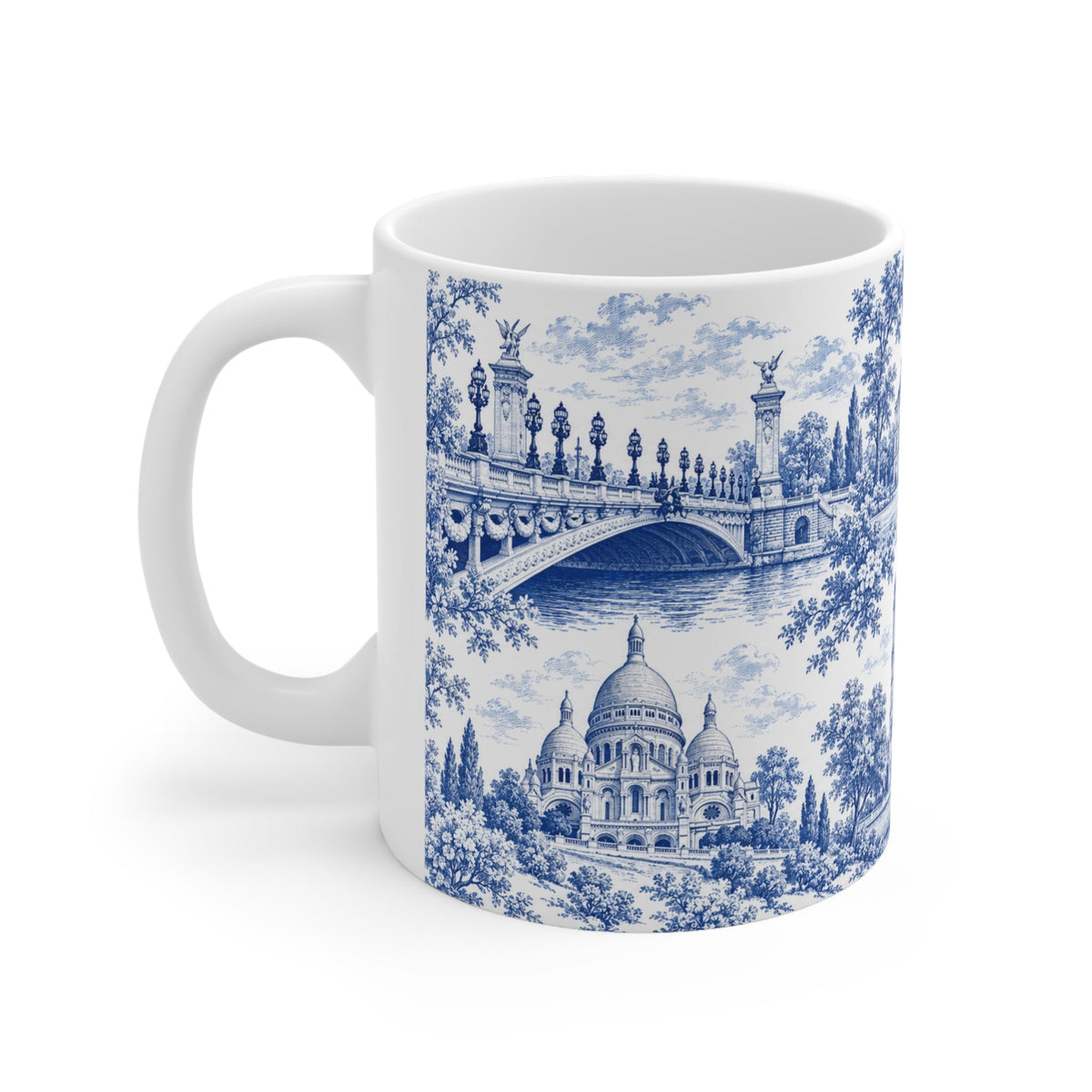 Paris Blue and White Toile Ceramic Mug — (11oz; Ships from Europe)