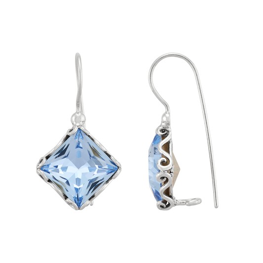Silpada Cooling Effects Silver Blue Crystal Drop Earrings