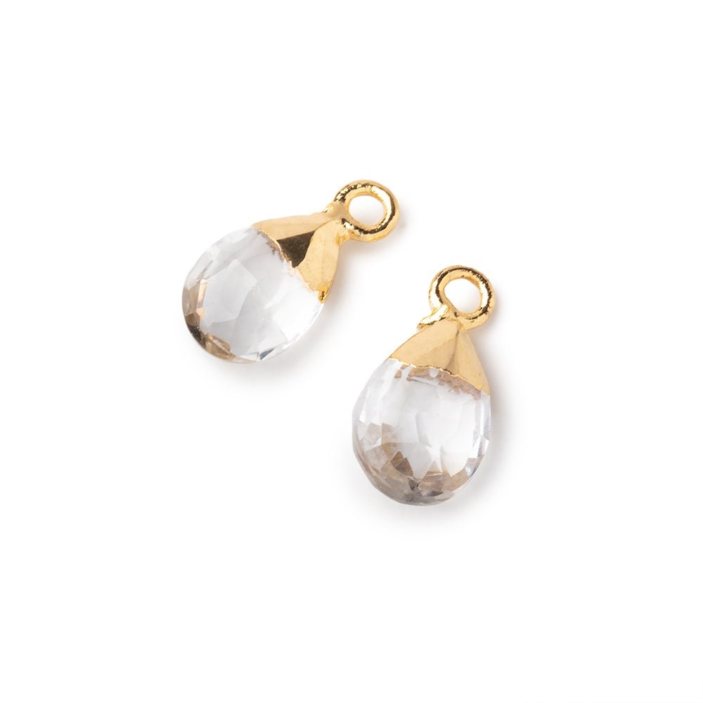 10x7mm Gold Leafed Crystal Quartz Faceted Pear 1 Pendant