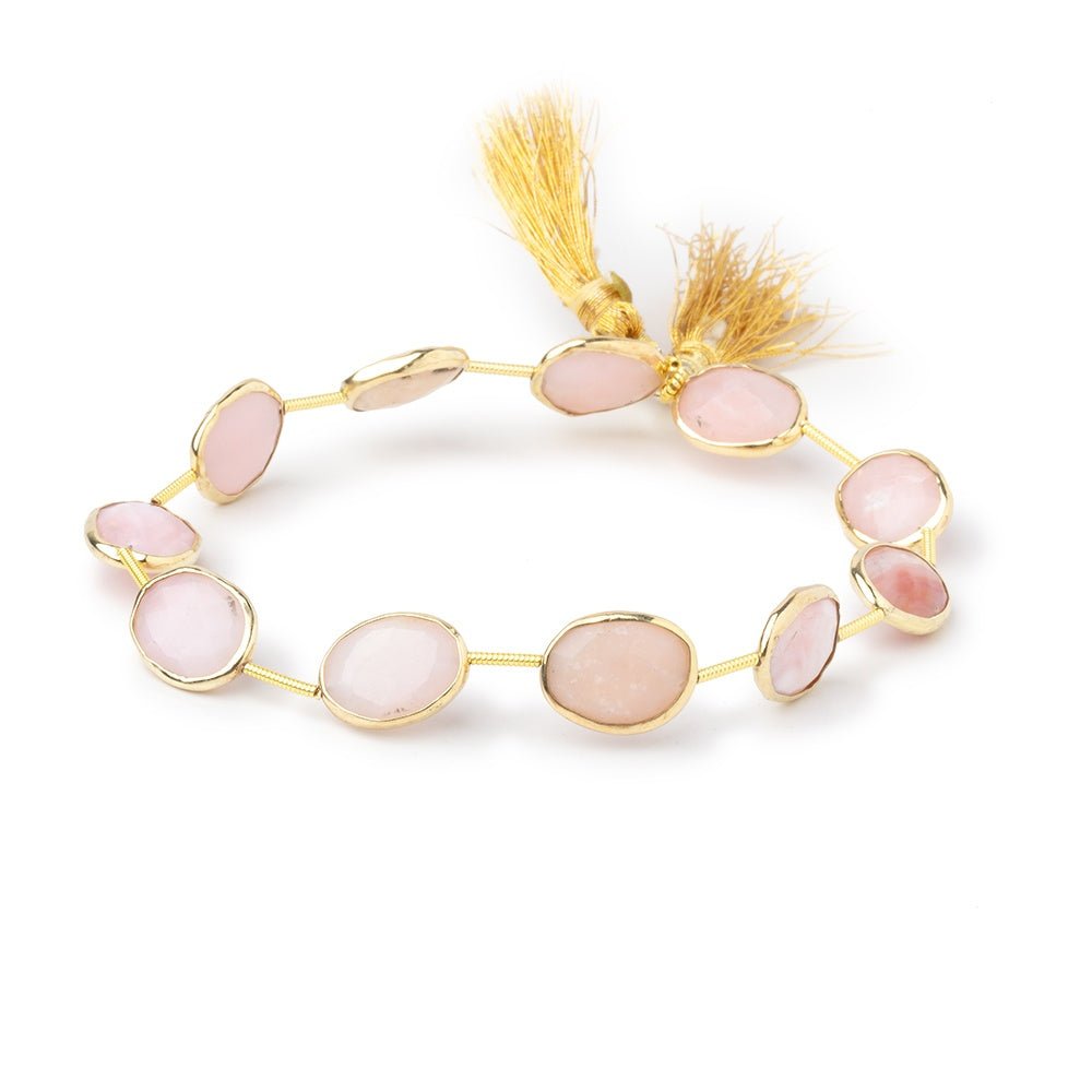 12-14mm Vermeil Bezel Pink Peruvian Opal Faceted Nuggets 7.5 inch 10 Beads