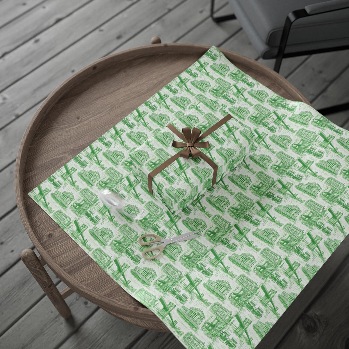 Brooklyn NYC Green Toile Gift Wrapping Papers Chinoiserie New York City Gift Wrap Brooklyn Bridge Prospect Park Junior's DUMBO Museum