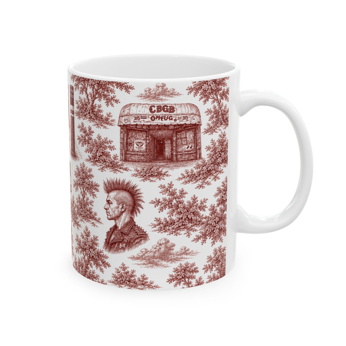East Village Red Toile de Jouy Mug | NYC Chinoiserie Ceramic Mug