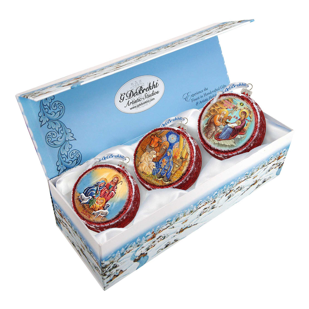 Nativity Glass Ornament Set of 3 by G. DeBrekht - Nativity Holiday Decor - 73749-S3