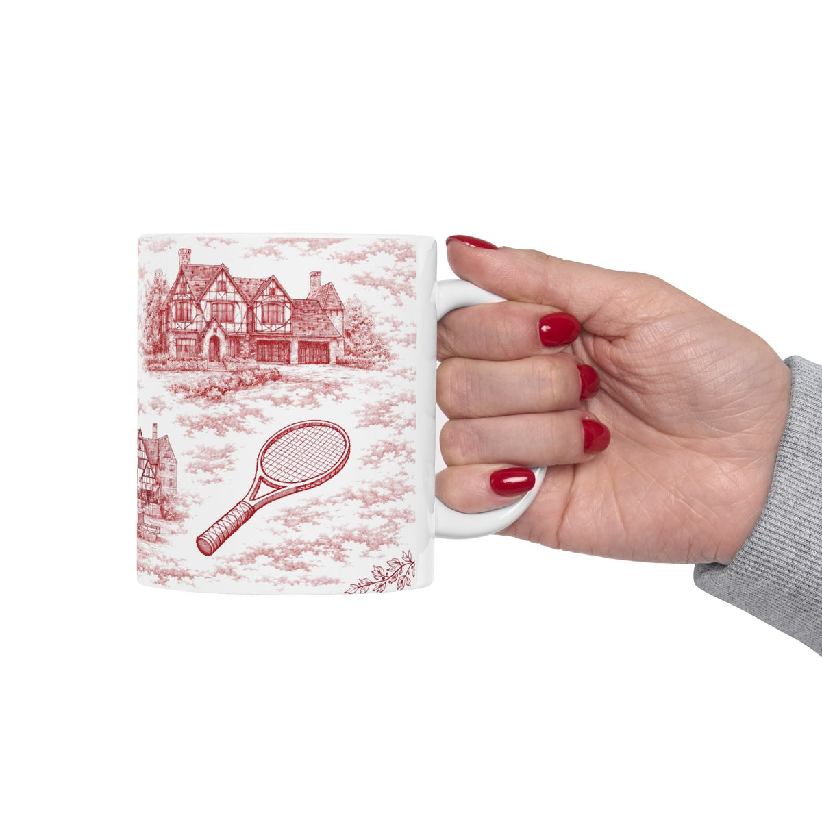 Forest Hills Red Toile de Jouy Mug | Queens Chinoiserie Coffee Cup