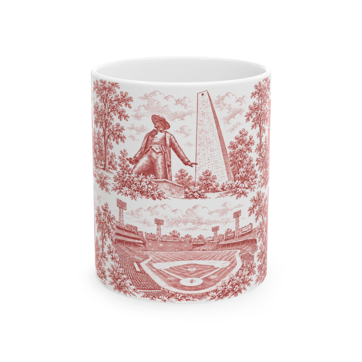 Boston Red Toile de Jouy Ceramic Mug – Boston Chinoiserie (11oz)