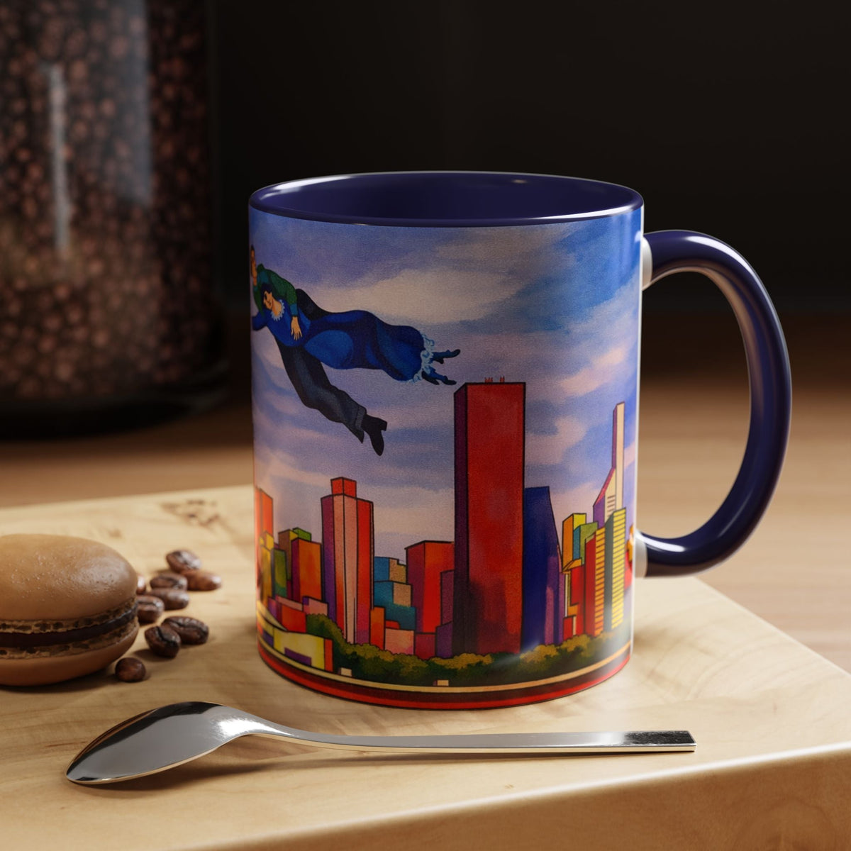 Over The Town Marc Chagall-inspired Fan Art Manhattan Skyline NYC Accent Coffee Mug