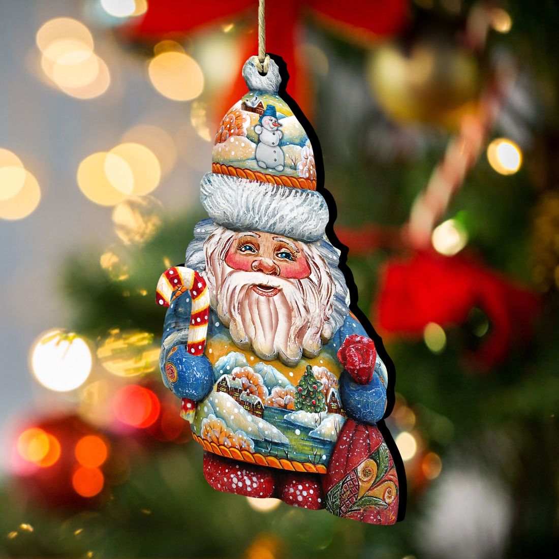 Winter Wonders Santa Wooden Ornaments by G. DeBrekht - Christmas Santa Snowman Decor - 81519184