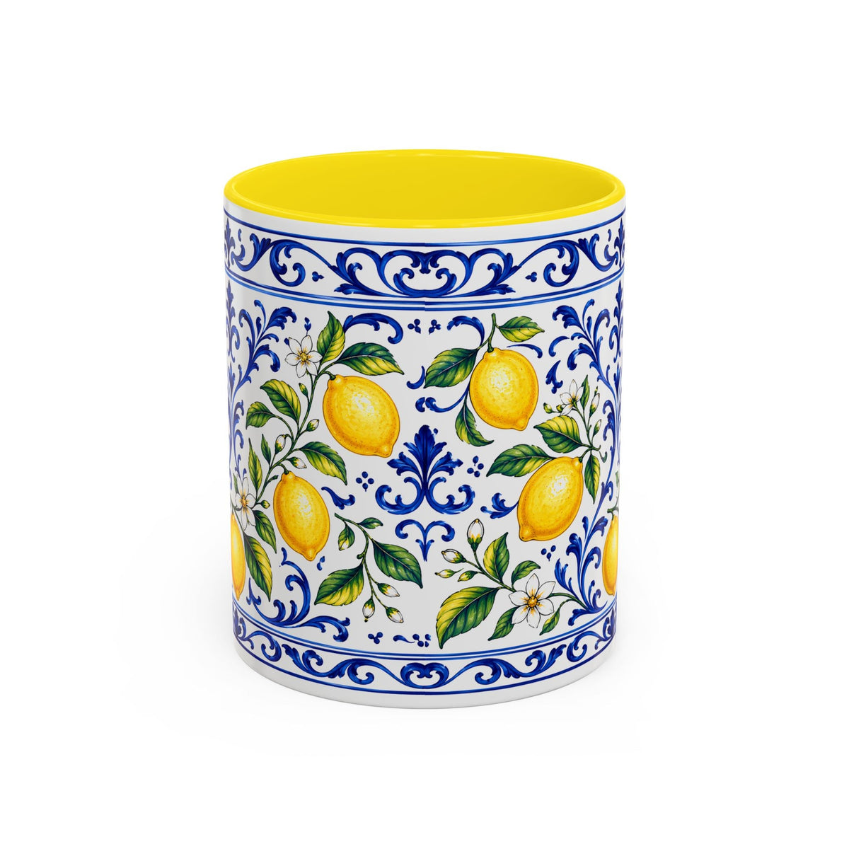 Little Italy Amalfi Blue with Lemon Accent Mug — Blue Ceramic Kitchen Mug (11oz)