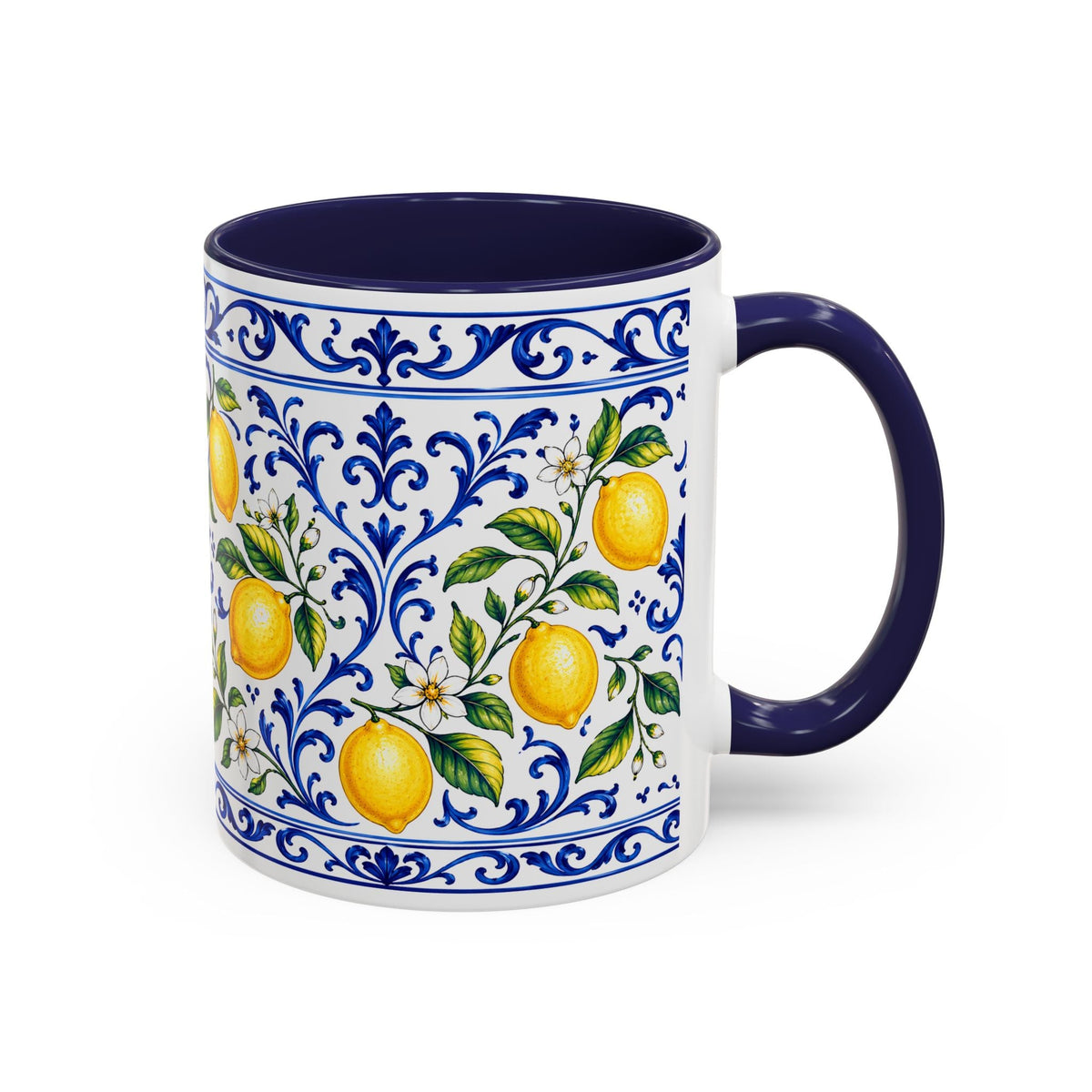 Little Italy Amalfi Blue with Lemon Accent Mug — Blue Ceramic Kitchen Mug (11oz)