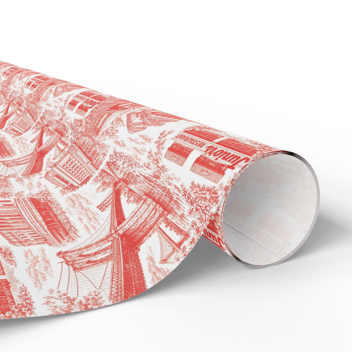 Brooklyn NYC Red Toile Gift Wrapping Papers Chinoiserie New York City Gift Wrap Brooklyn Bridge Prospect Park Junior's DUMBO Museum