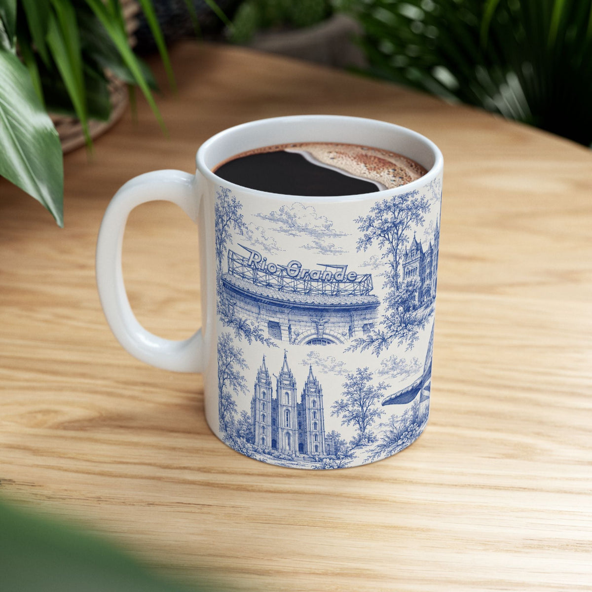 Salt Lake City Blue Toile de Jouy Mug — Ceramic Coffee Cup (11oz)