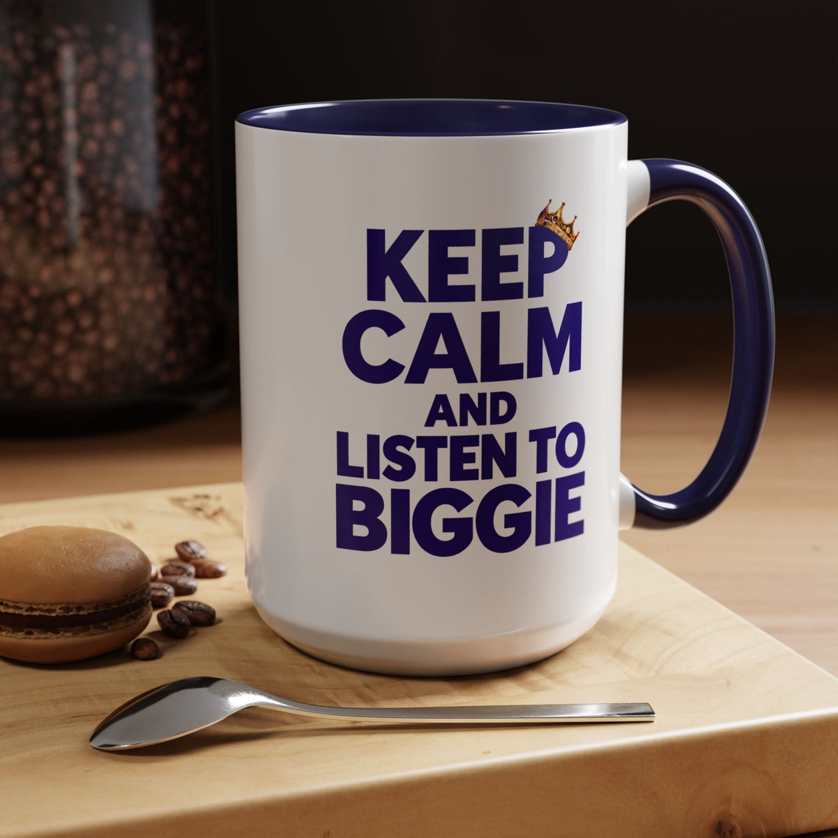 Keep Calm and Listen to Biggie Blue Mug — 11oz & 15oz Ceramic Coffee Cup