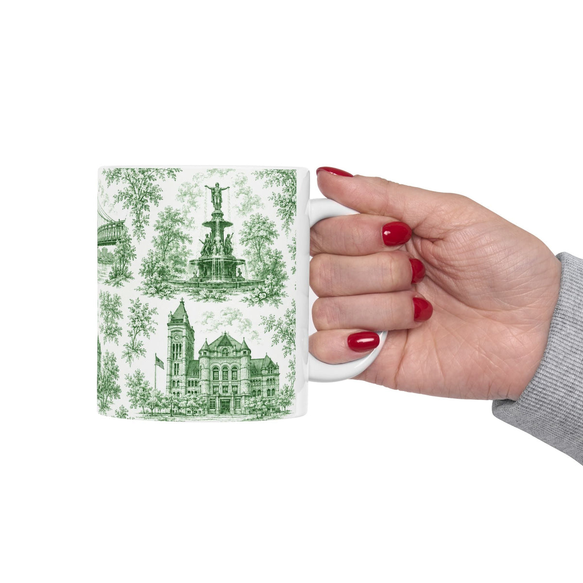Cincinnati Blue Toile de Jouy Ceramic Mug — Coffee mug 11oz