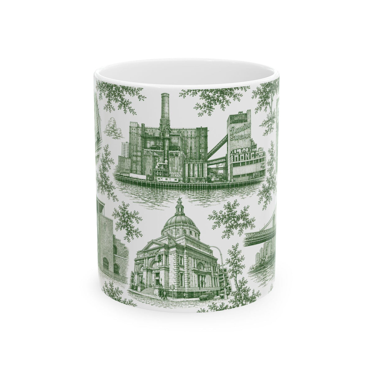 Williamsburg Green Toile de Jouy Mug | Brooklyn Chinoiserie Ceramic Coffee Cup