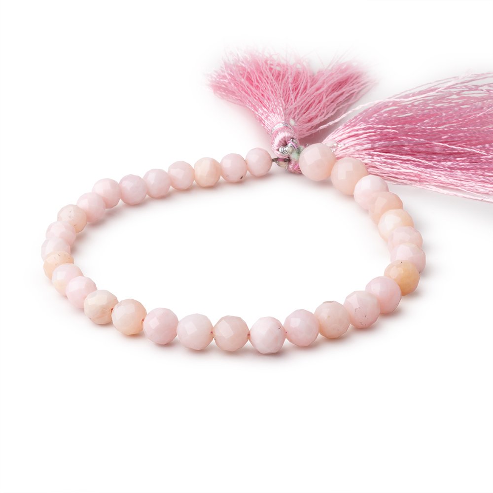 6-8mm Pink Peruvian Opal Faceted Round Beads 8 inch 32 Beads