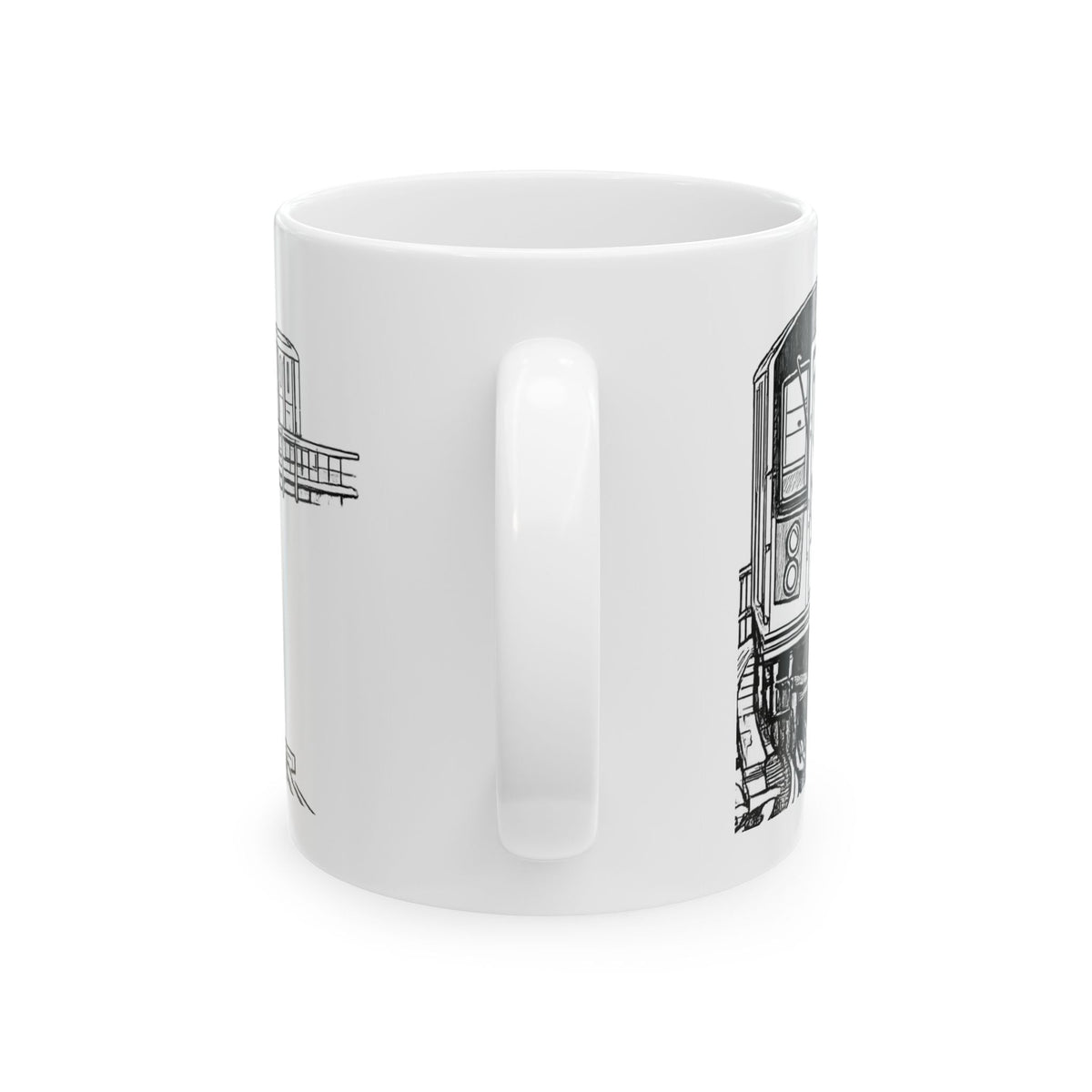Elevated Subway Train Mug | NYC Urban Transit Sketch Coffee Mug