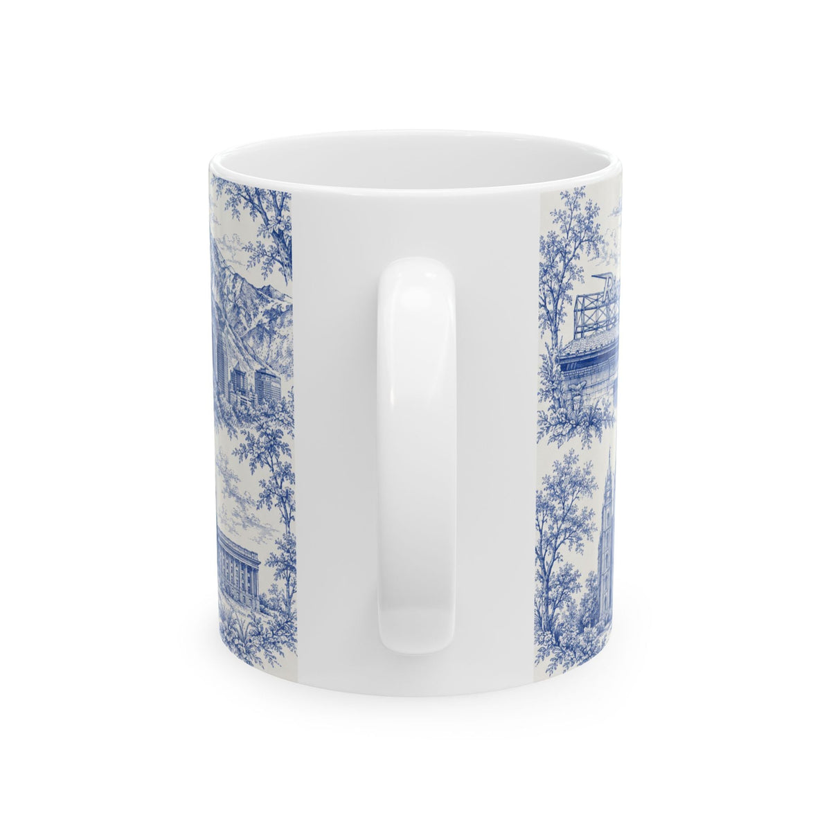 Salt Lake City Blue Toile de Jouy Mug — Ceramic Coffee Cup (11oz)