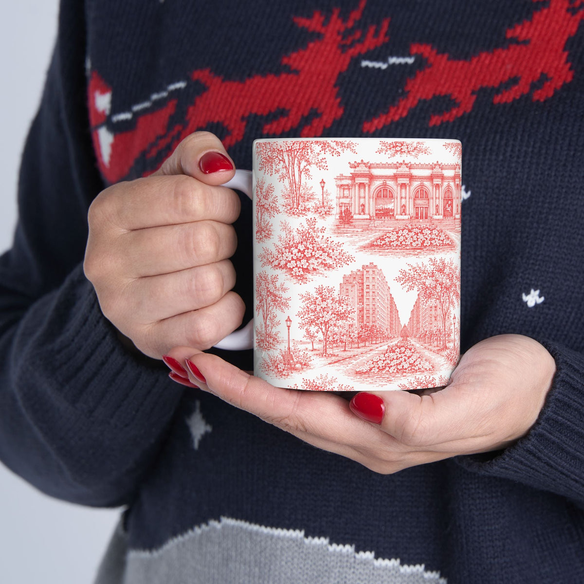 Upper East Side Red Toile de Jouy Mug | New York Chinoiserie Ceramic Mug