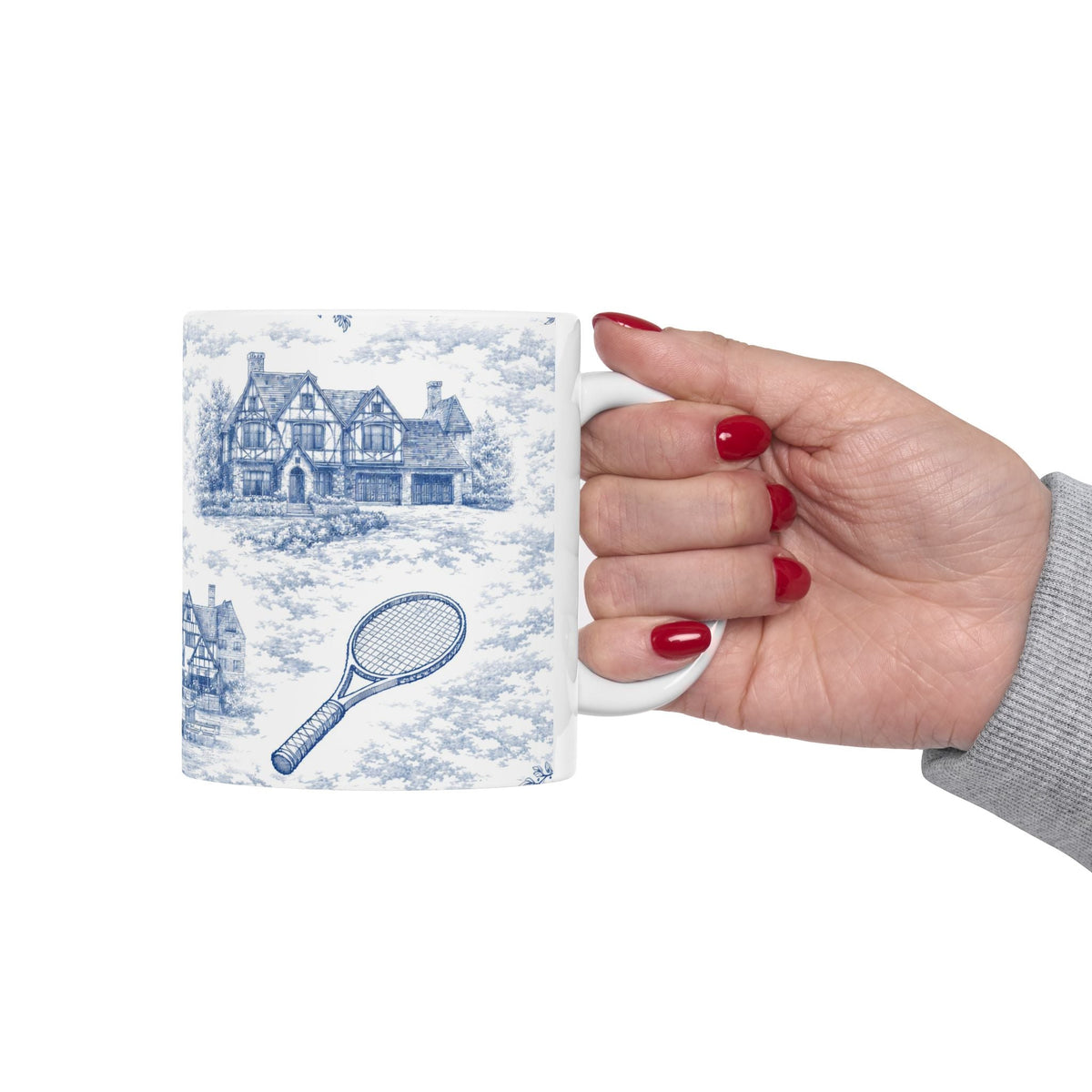 Forest Hills Blue Toile De Jouy Mug | Queens Chinoiserie Coffee Cup