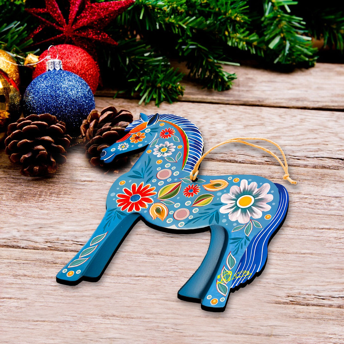 Danish Horse Decorative Wooden Ornaments by G. Debrekht - Love Family Decor - 8688311