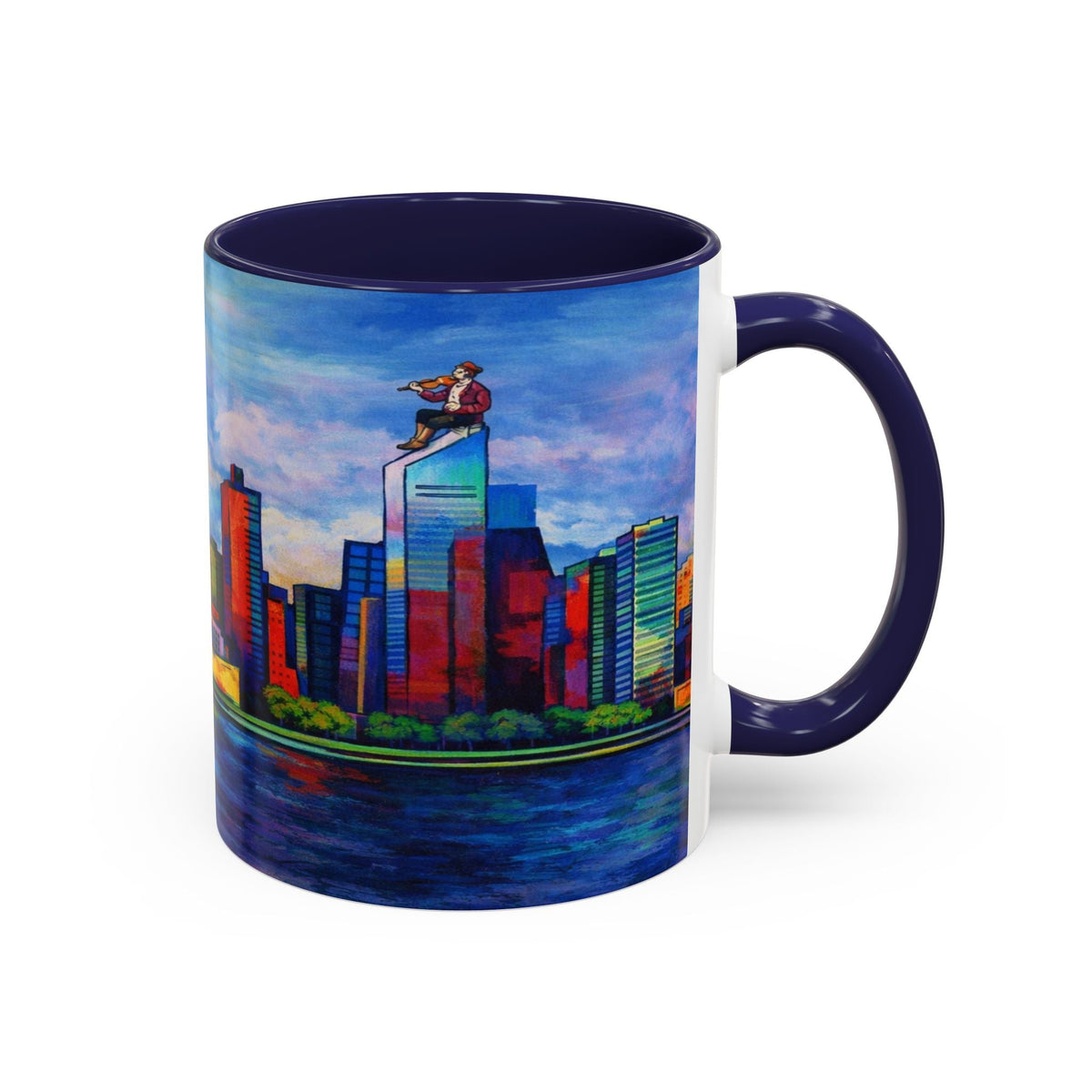 Fiddler on the Manhattan Roof Marc Chagall-inspired Fan Art NYC Accent Coffee Mug