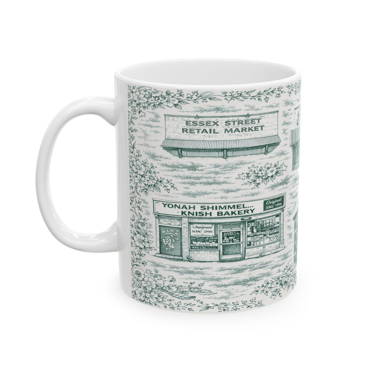 Lower East Side Green Toile de Jouy Mug | NYC Chinoiserie Ceramic Mug