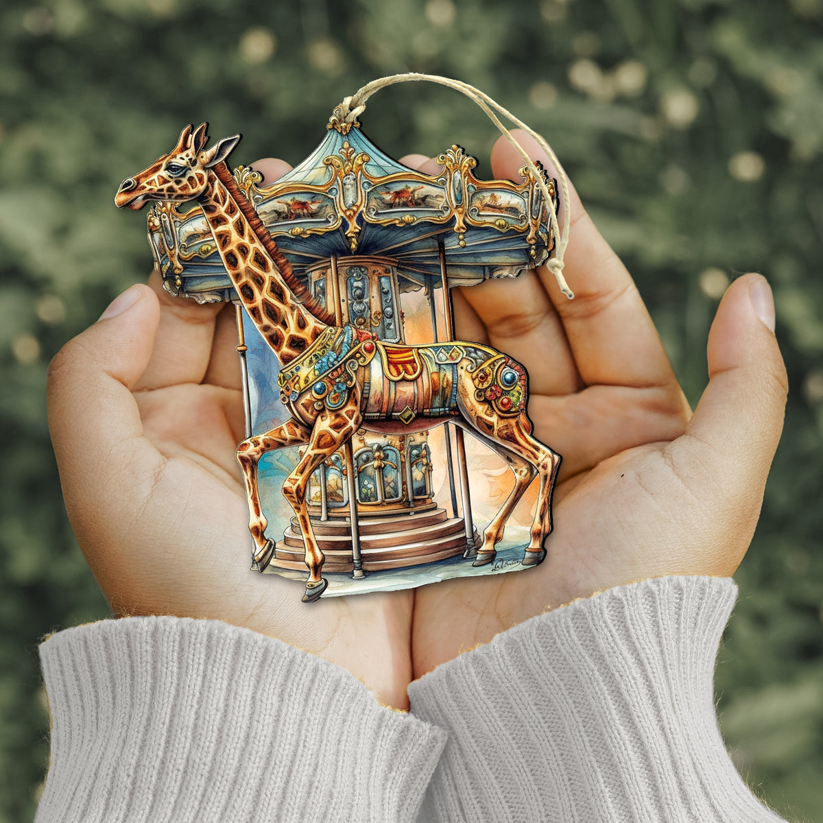 Carousel Giraffe Wooden Ornaments by G. Debrekht Christmas Decor - 8611028