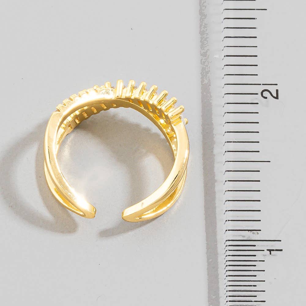 The Looks by Fame CZ Baguette X Adjustable Ring