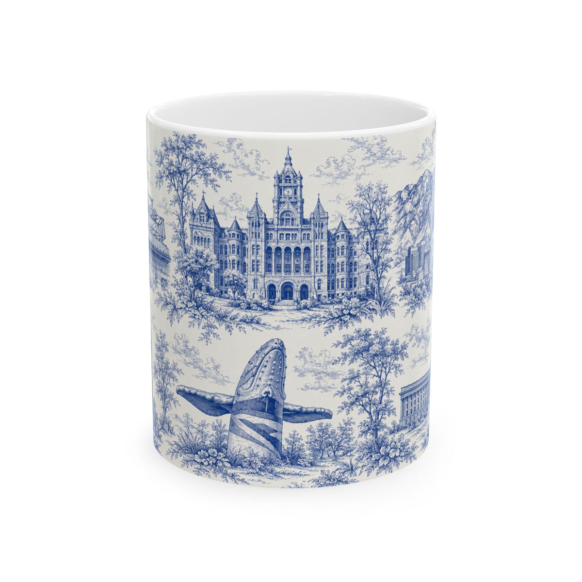 Salt Lake City Blue Toile de Jouy Mug — Ceramic Coffee Cup (11oz)