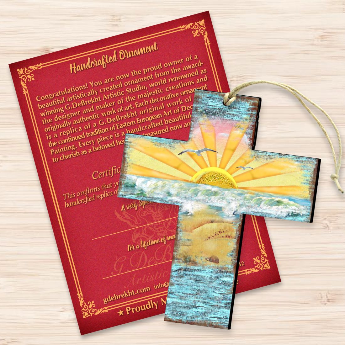 Coastal Cross Wooden Ornaments by G. DeBrekht - Coastal Holiday Decor - 8198313