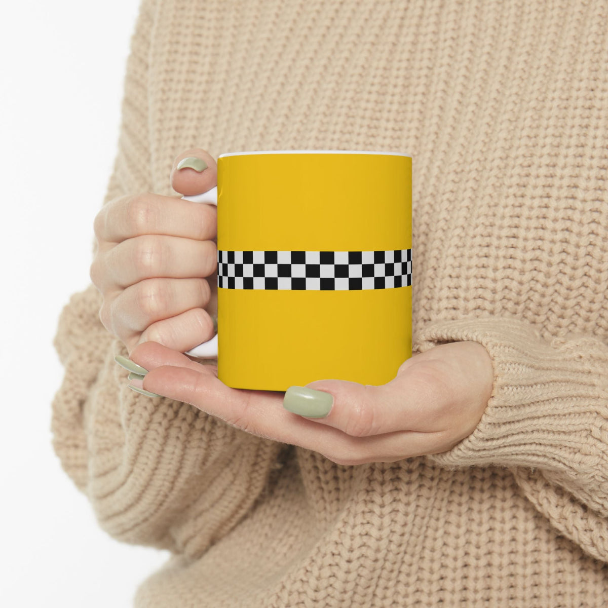 NYC Checkered Taxi Cab Mug | New York Yellow Checker Ceramic Mug