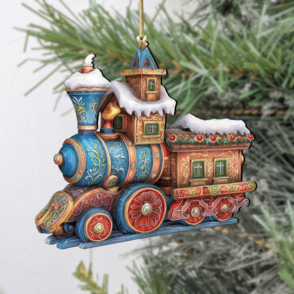 Christmas Train Wooden Ornaments Set of 3 by G. Debrekht - Christmas Decor - 8100198S3