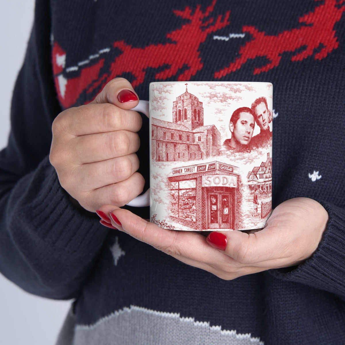 Forest Hills Red Toile de Jouy Mug | Queens Chinoiserie Coffee Cup