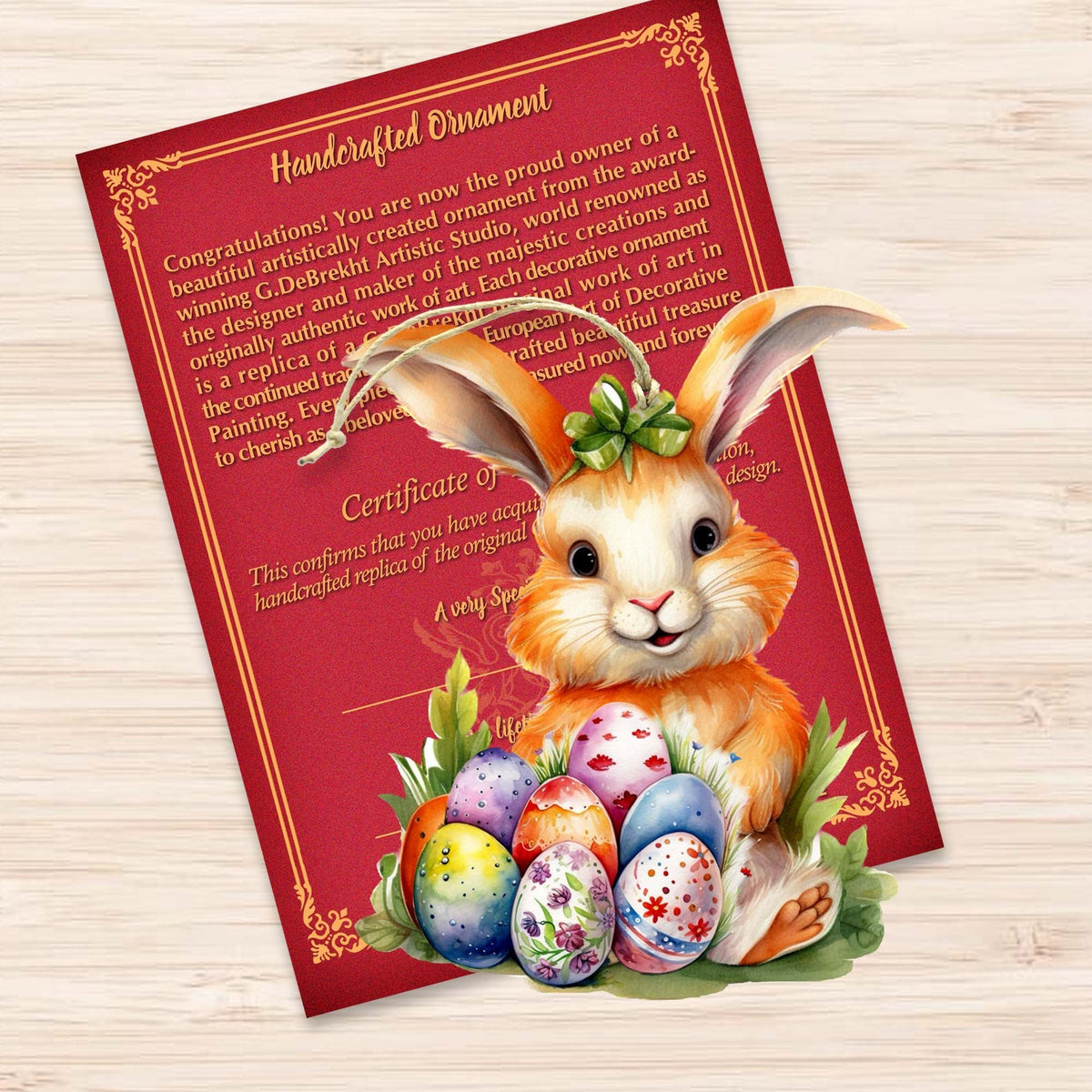 Bunny with Eggs Wooden Ornaments by G. DeBrekht Easter Spring Decor - 8652772