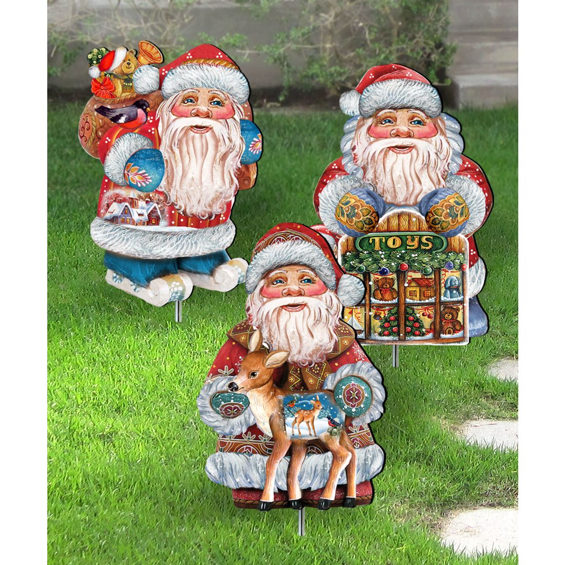 Holiday Outdoor Walkway Outdoor Garden Decor Set of 3 by G. DeBrekht - Christmas Decor - 8120122MS3