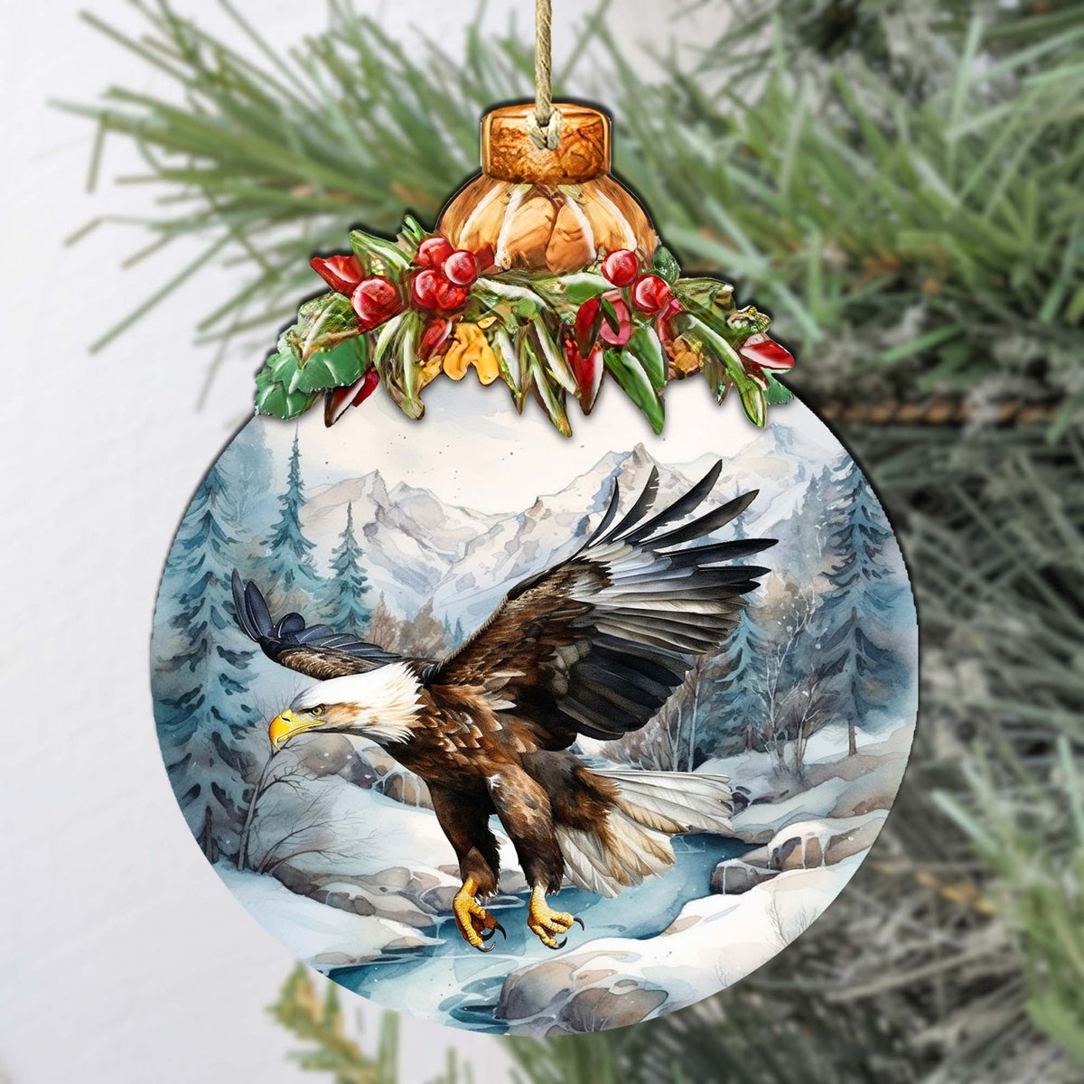 Alaskan Graceful Eagle Wooden Ornaments by G.Debrekht - Wildlife Holiday Decor - 870030