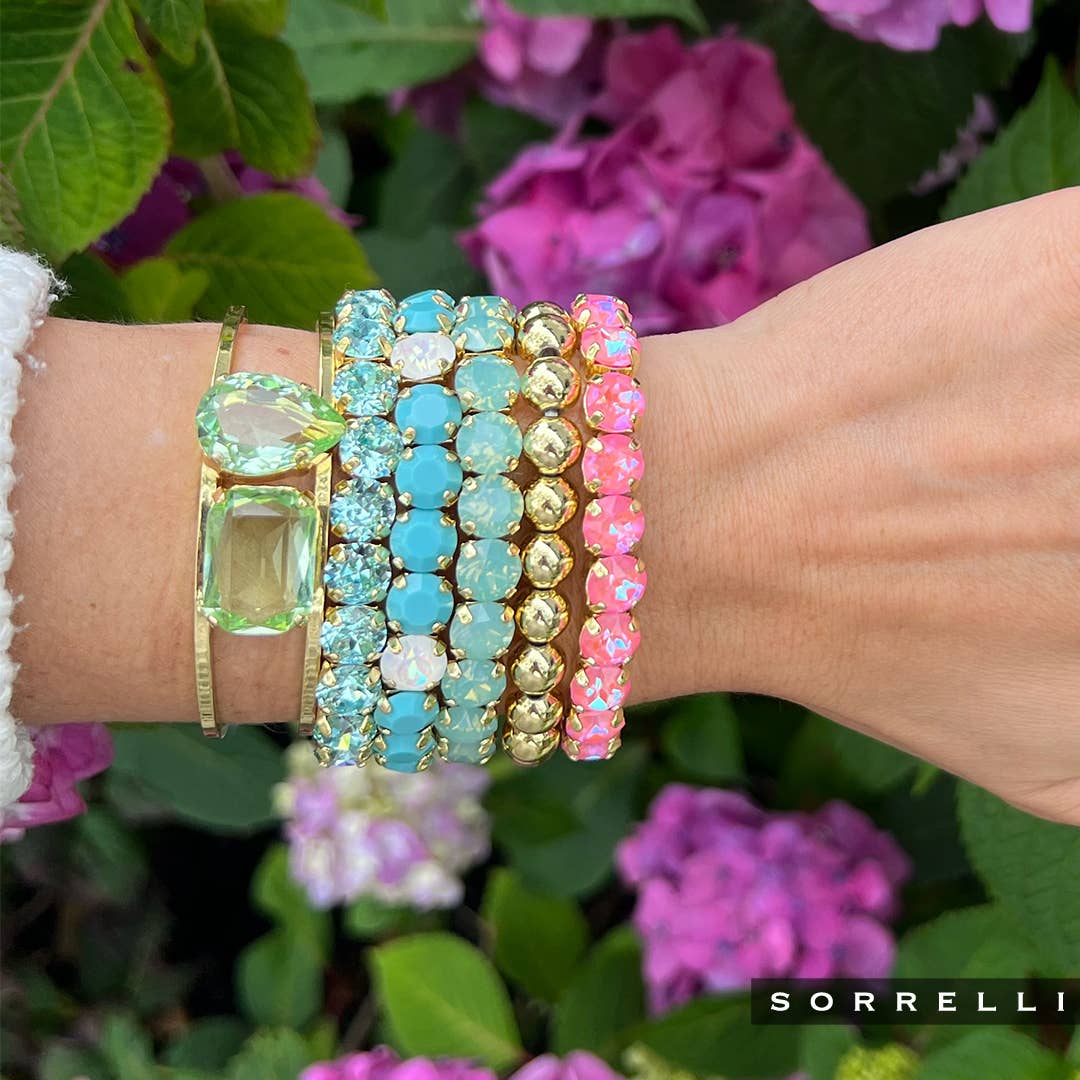 Bracelet extensible en cristal opale du Pacifique plaqué or 10K Sorrelli 7 pouces