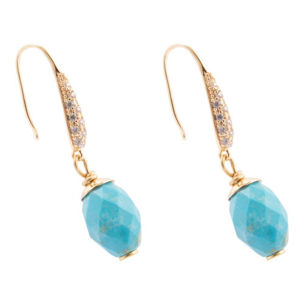Boucles d'oreilles pendantes dorées en magnésite bleue Hepburn de Barse Jewelry