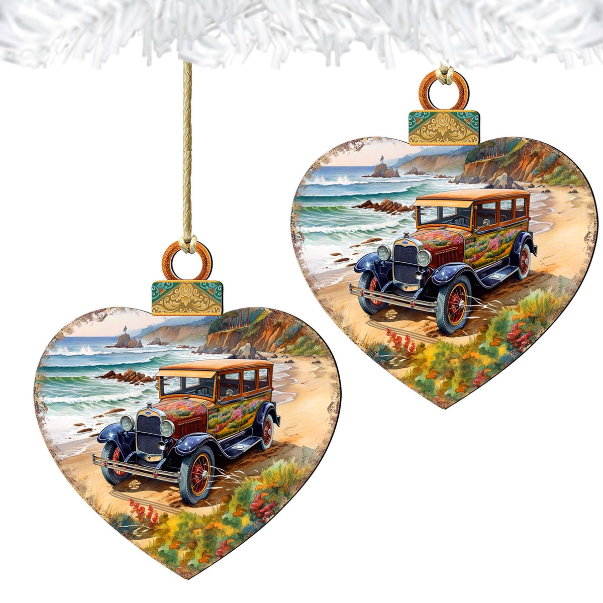 Coastal Decorations - Beach Cruiser Wooden Ornaments by G. Debrekht Coastal Holiday Decor - 8688175