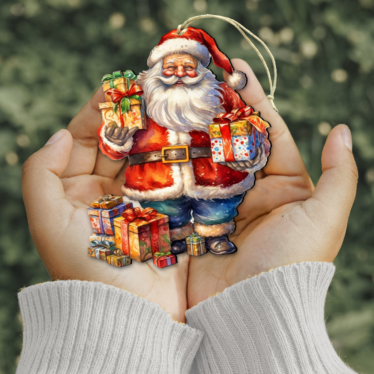Merry Delivery Santa Wooden Ornaments by G. Debrekht Christmas Santa Snowman Decor - 8611080