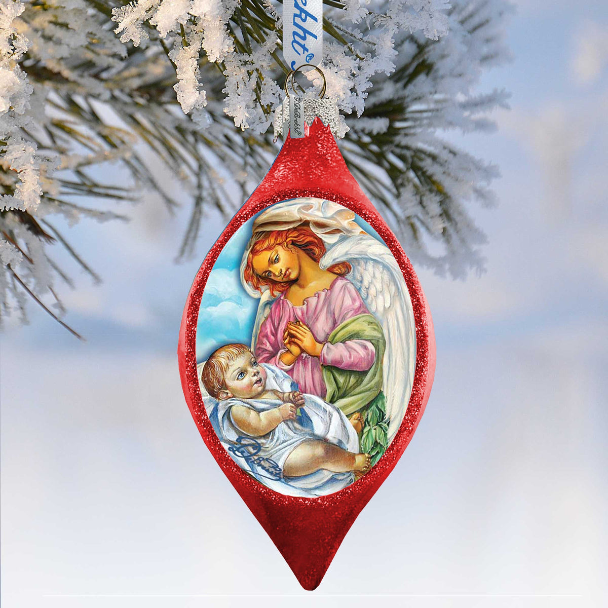 Angelic Touch Drop Glass Ornament by G. DeBrekht - Nativity Holiday Decor - 757-022R