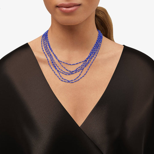 Silpada Endless Harmony Silver Blue Seed Bead Necklace